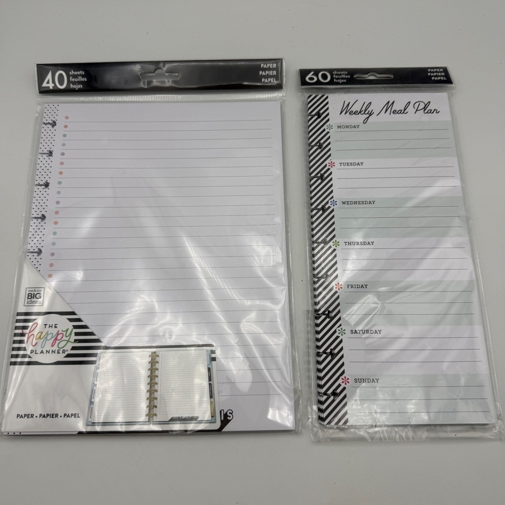 The Happy Planner Paper Refill Bundle Meal Plan Grocery List 100 Sheets Total